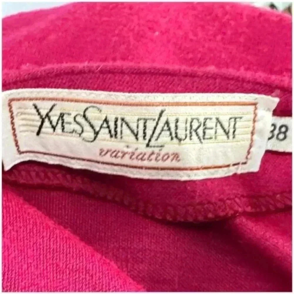 Yves Saint-Laurent Variation Sweater Top Hot Pink Women's Medium Long Sleeve Bow - Picture 5 of 5